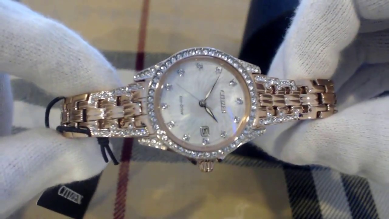 Women's Citizen Eco Drive Silhouette Crystal Watch EW1228 53D