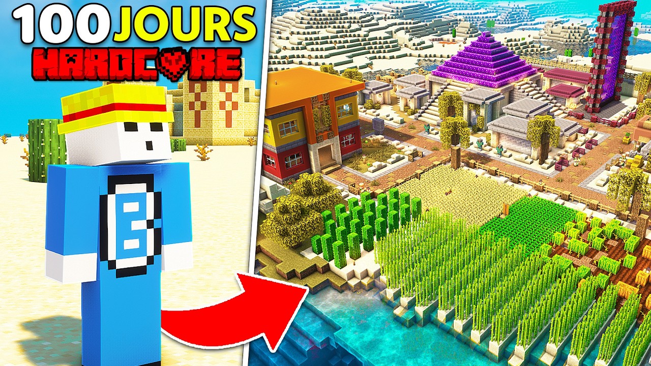 J'ai survécu 100 jours dans UN DÉSERT INFINI sur Minecraft Hardcore !