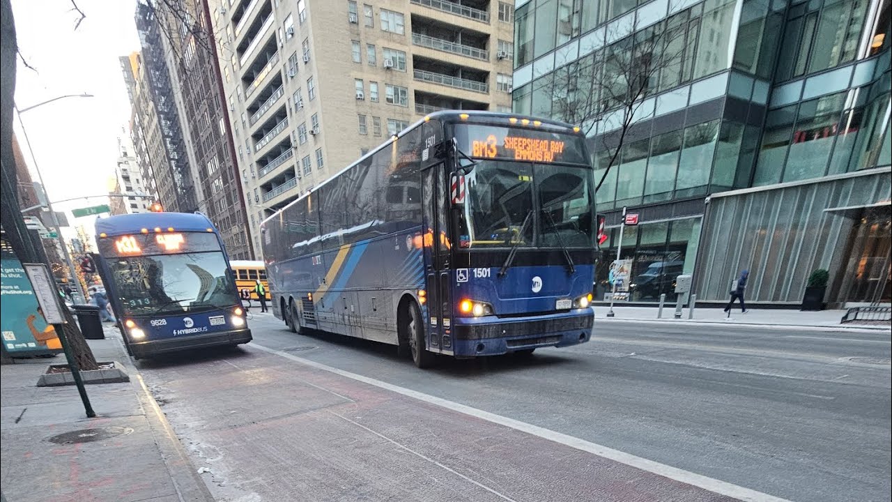 BM3 Express coach bus ride from Battery Park to Sheepshead Bay Emmons Av via Ocean Av