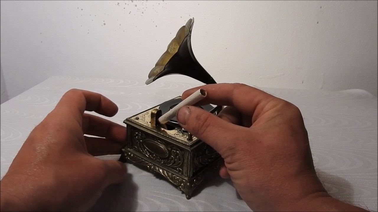Restored Japanese Gramophone Music Box with Zippo Lighter - Profile