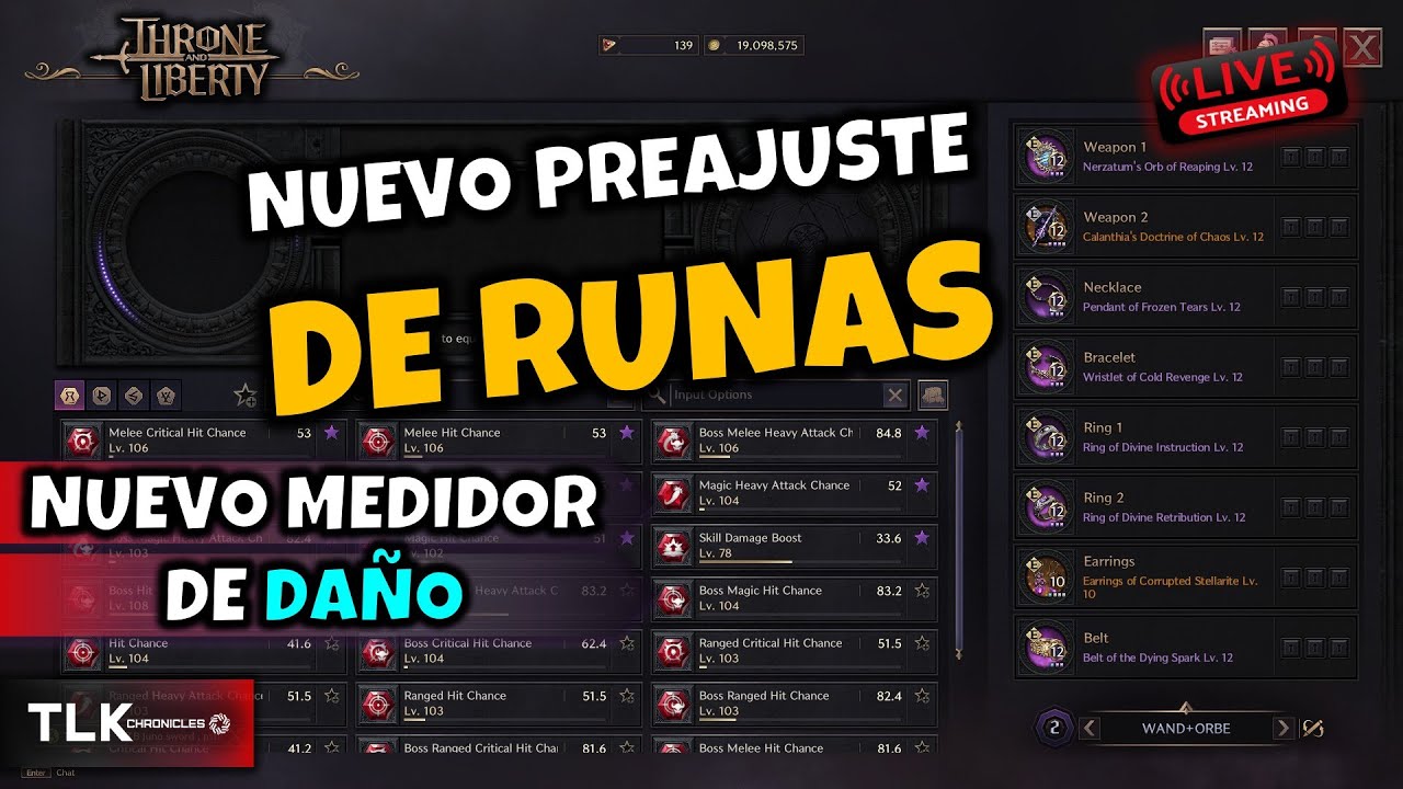 🔴 ¡Aleluya! Llegó el Preajuste de Runas | ¿Servirá el nuevo medidor de daño? | Throne and Liberty