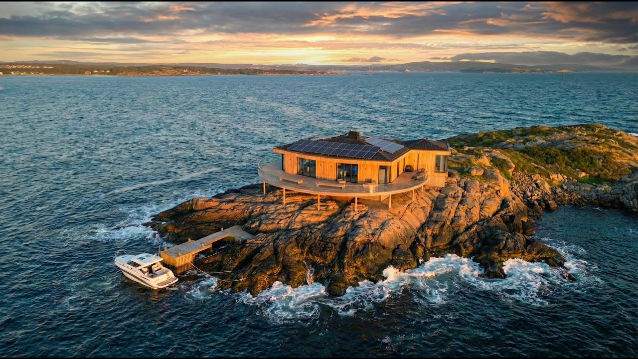 This Man Built a Luxurious Wooden House on a Sharp Cliff - Building a House on an Island (ASMR)