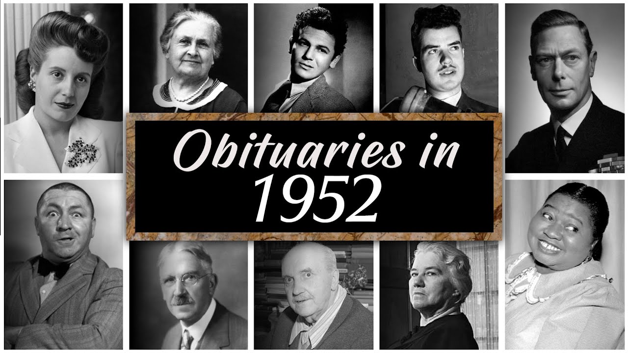 Obituary in 1952: Famous People who died in 1952