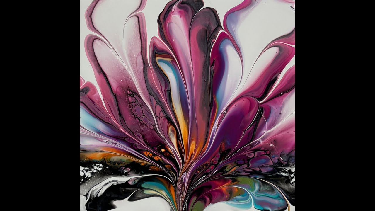 Amazing Simplistic Bloom Technique, Acrylic Paint Pouring (1686) 