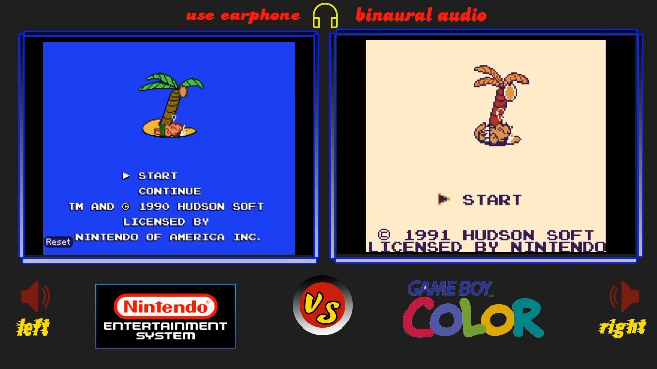 Hudson's Adventure Island 2 NES VS Game Boy Adventure Island/side by side comparison graphics