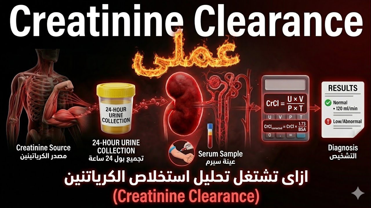 E18. Creatinine Clearance ازاى تشتغل تحليل استخلاص الكرياتنين