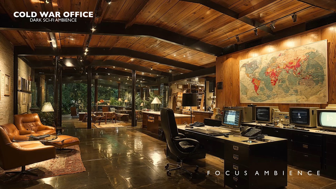 Cold War Office Ambience | Sci-Fi Ambient Music | 4K