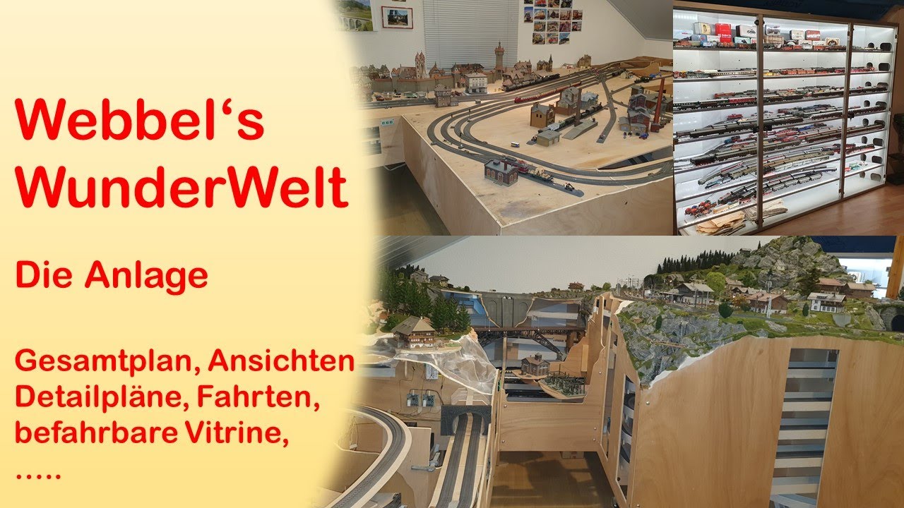 H0 Modellbahn - 25 qm,  Märklin, Gleispläne, befahrbare Vitrine als Schattenbahnhof, Epoche III ...