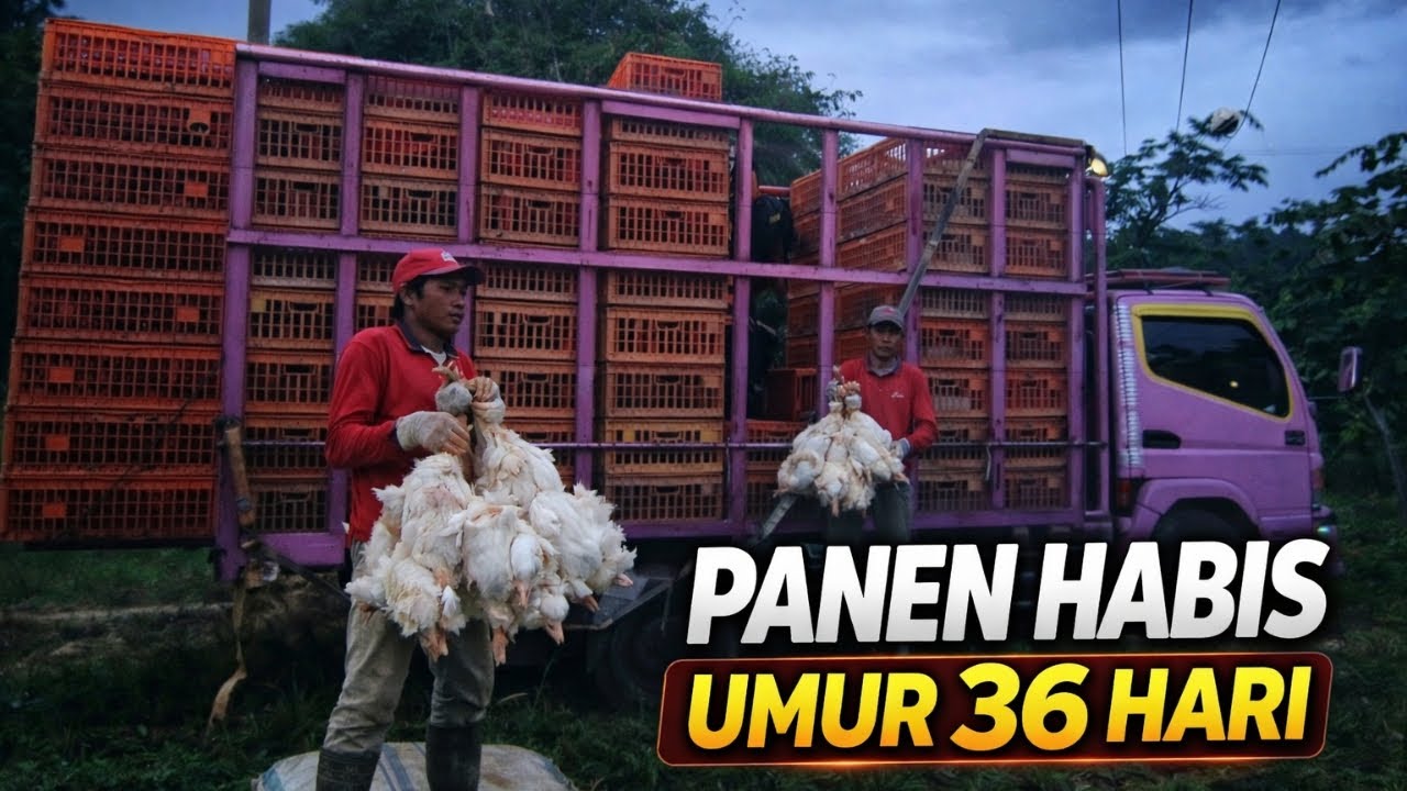 Panen Ayam Broiler Umur 36 Hari  Panen Habis & Evaluasi Akhir Sistem Kemitraan Real Kandang