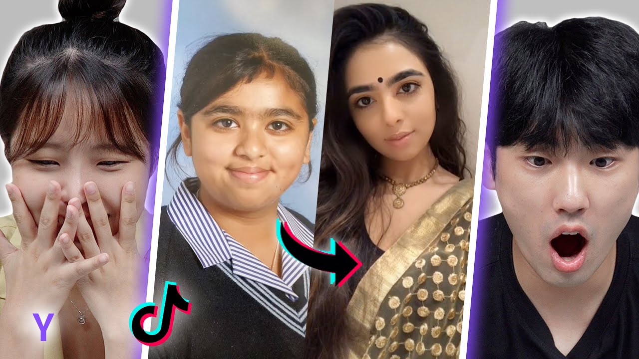 Корейский парень и девушка реагируют на испытание TikTok «Glow Up», часть 2 | Y