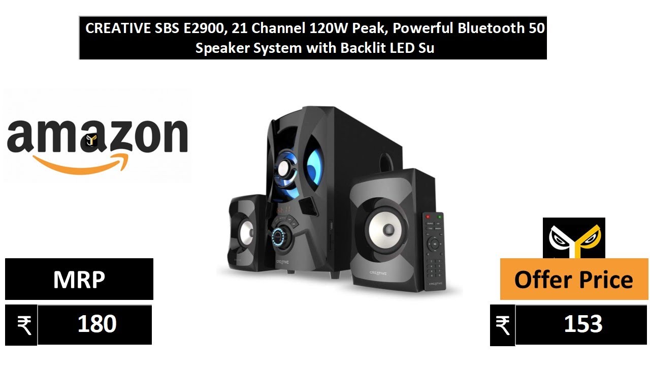 CREATIVE SBS E2900, 21 Channel 120W Peak, Powerful Bluetooth 50 Speaker System with Backlit LED Su