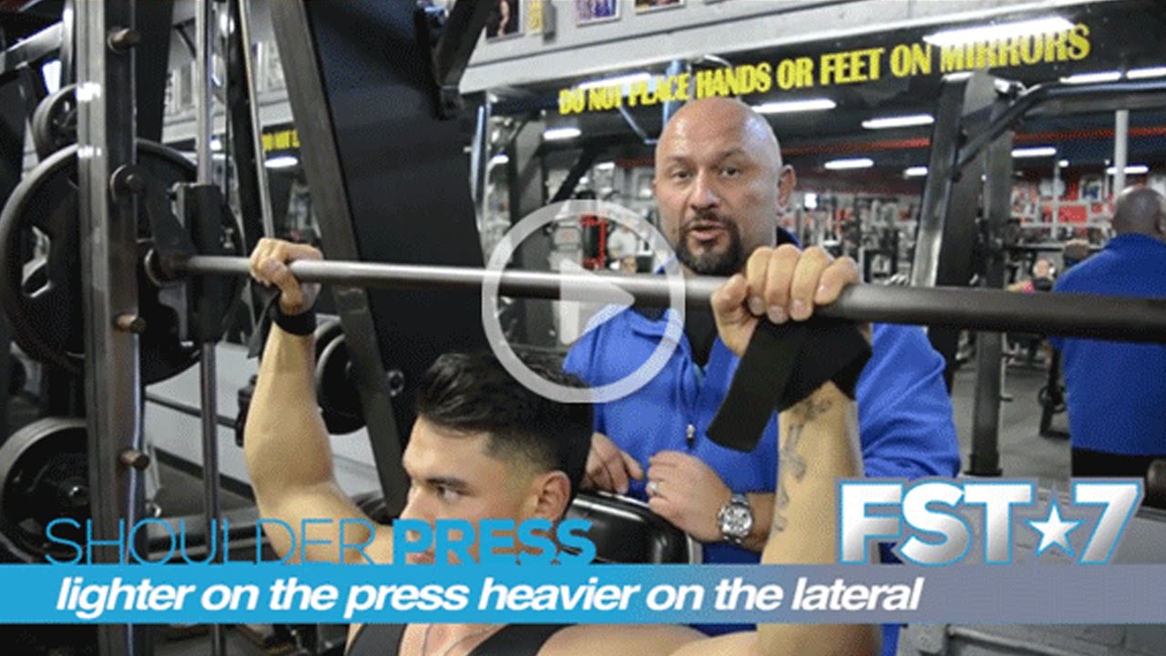 70 Seconds on FST-7 Shoulder Press Lateral Raise Super Set