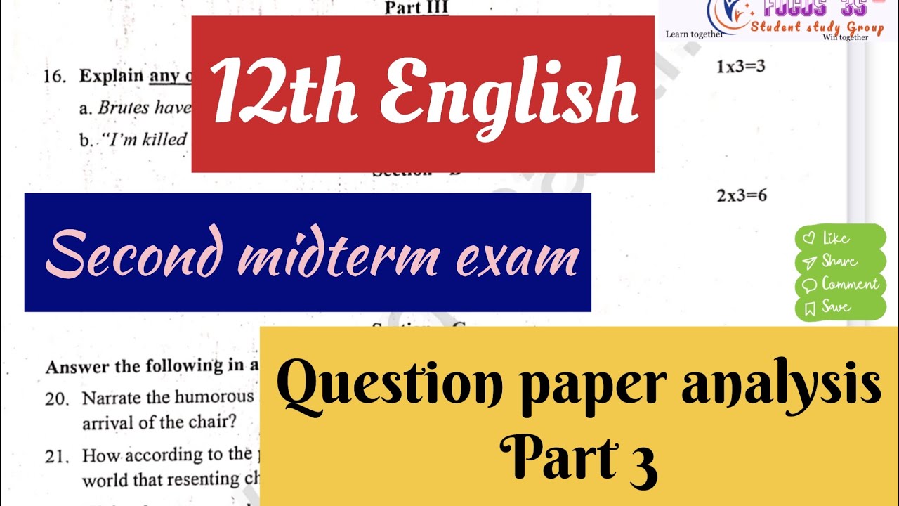 12th English second midterm exam | Last year question paper Analysis | Part 3