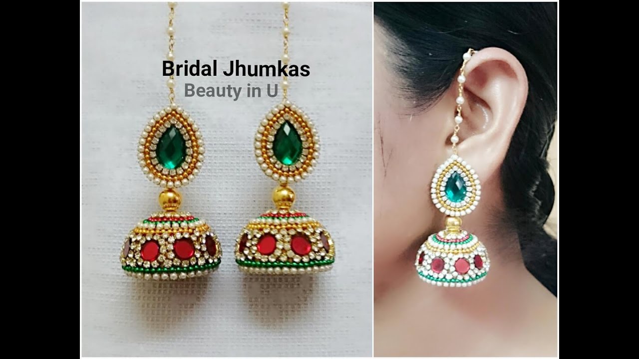 How to make Designer Bridal Silk Thread Earrings/Jhumkas at Home| Tutorial