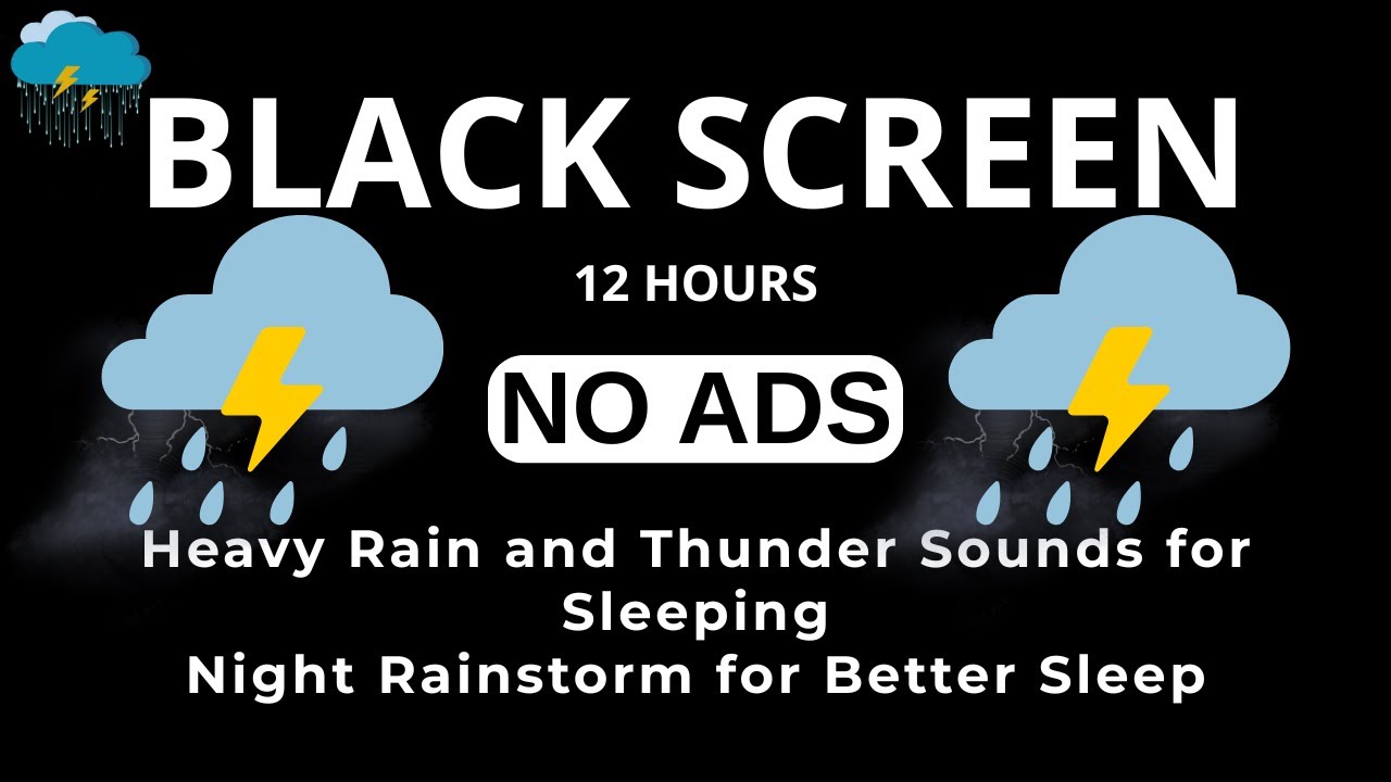 🔴 Heavy Rain and Thunder Sounds for Sleeping - Black Screen | Thunderstorm Sounds for Deep Sleep
