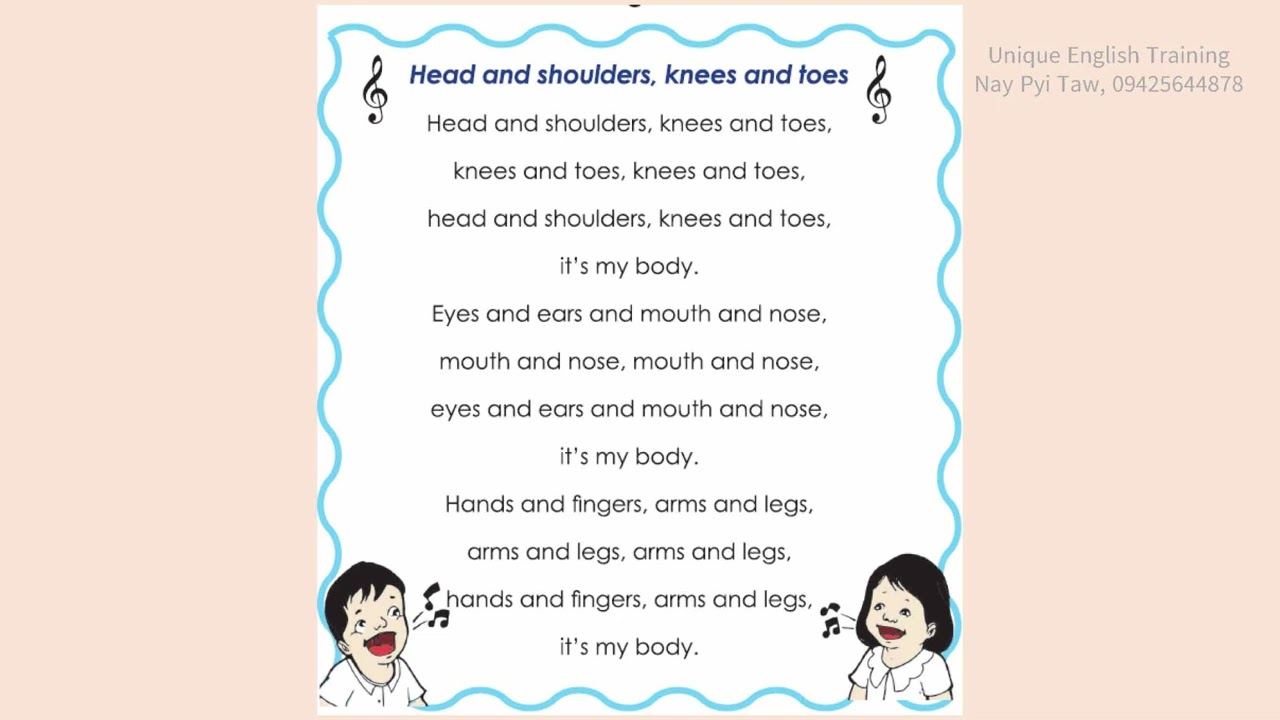 Grade 1 English (English) New Syllabus, Unit -4, Review 3 parts of the body, practice singing along.