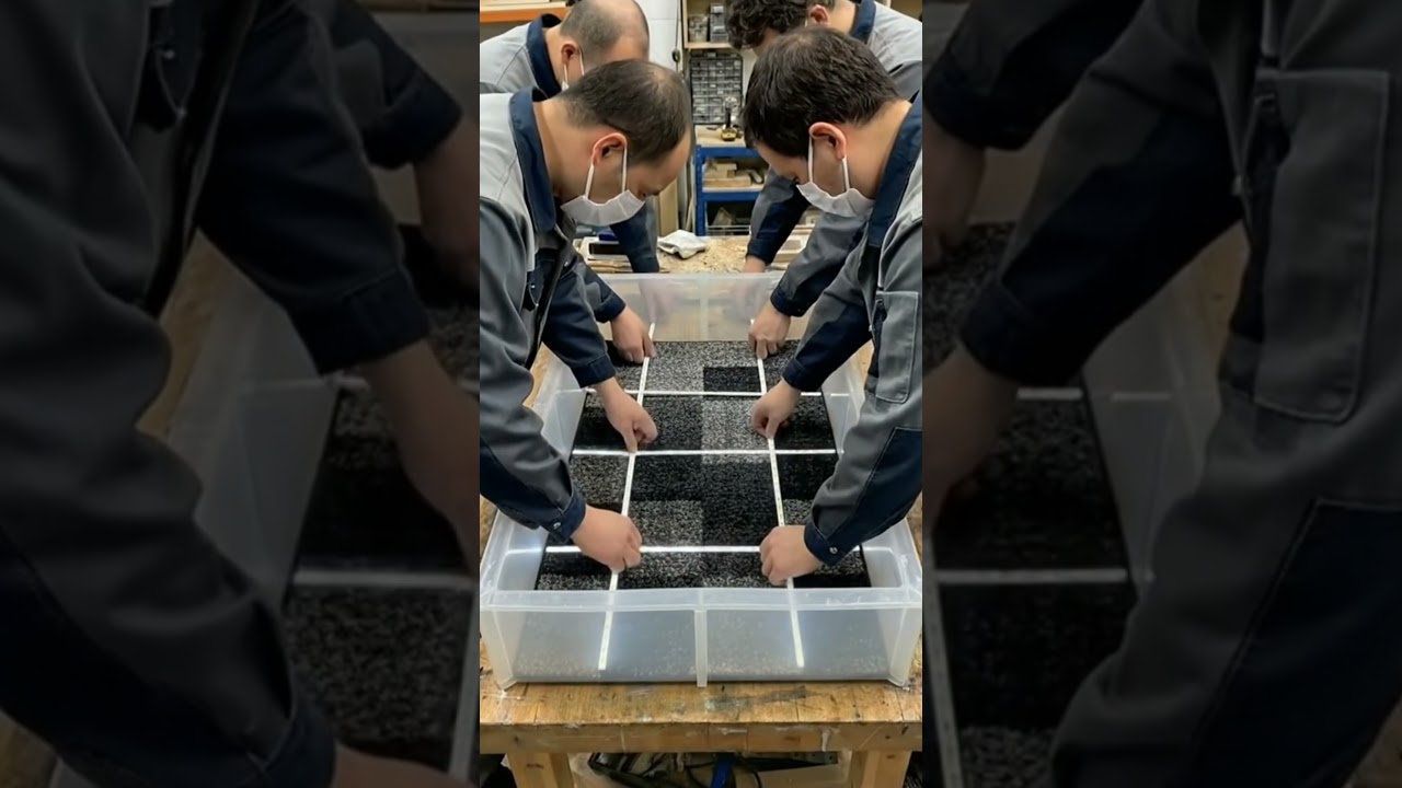 Satisfying Epoxy Resin Table Grid Setup 🪵 #Shorts