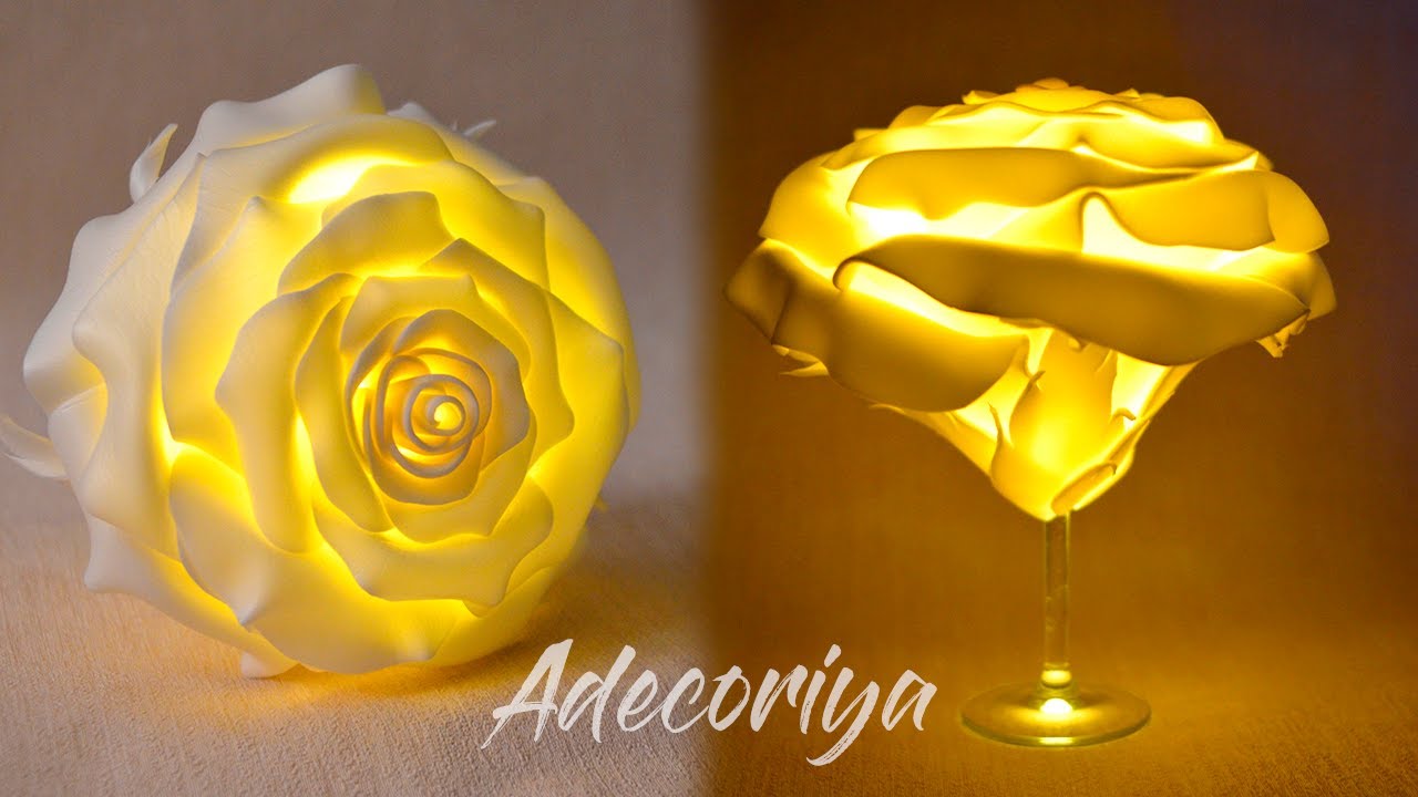 РОЗА из изолона на БОКАЛЕ с подсветкой + шаблоны!