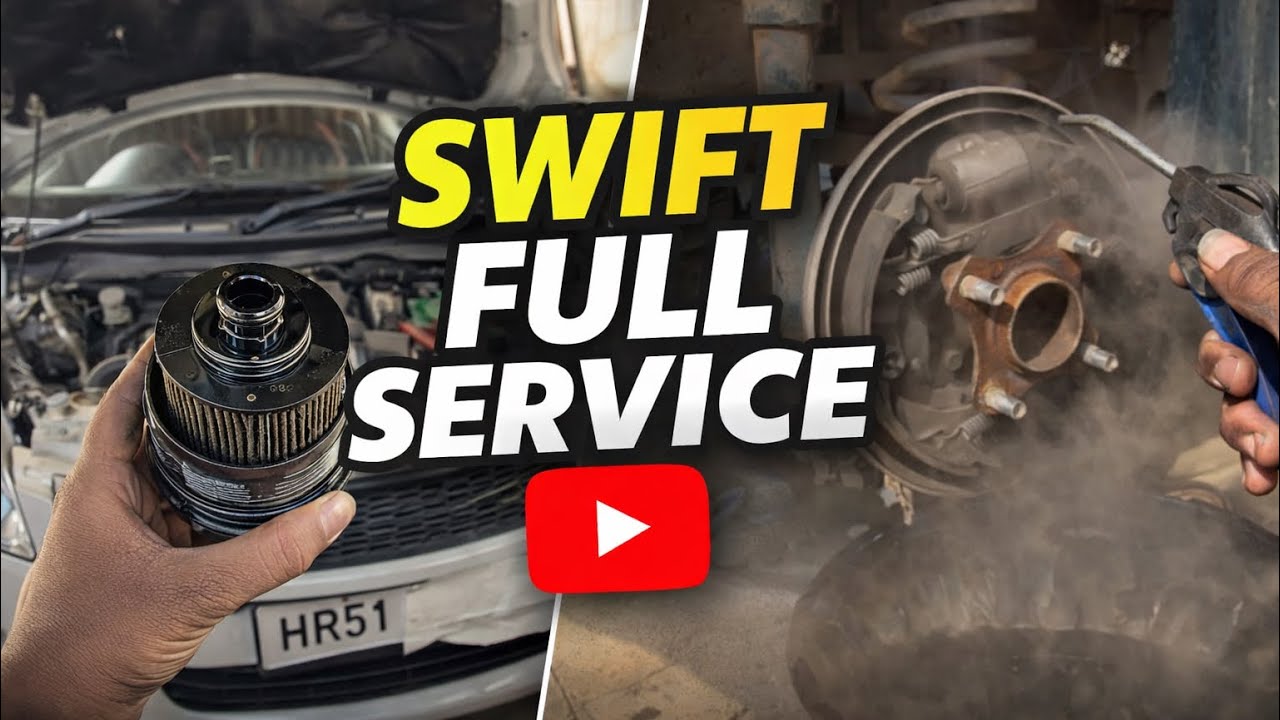 Maruti Swift Full Service 6.Oil FilterChange + Brake Service | PooriService Detail 