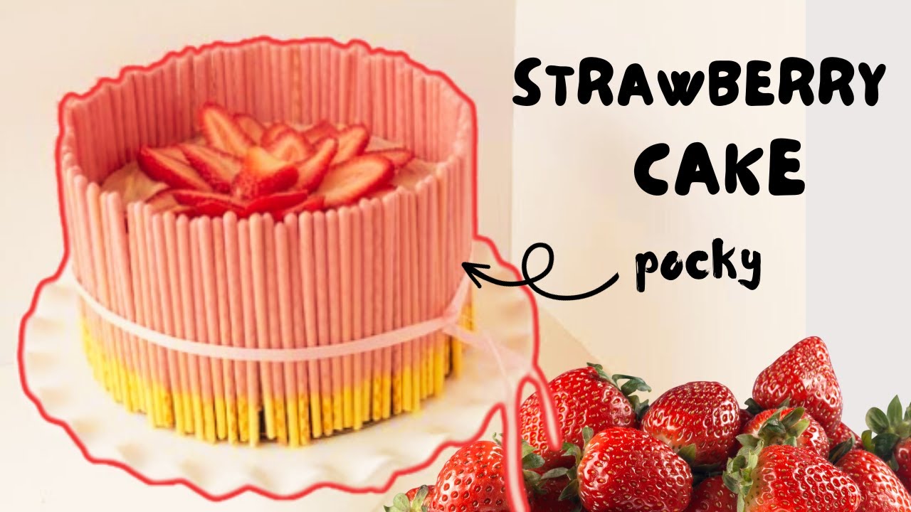 Pocky Strawberry Cake w/ Cream Cheese Frosting | Simply Bakings