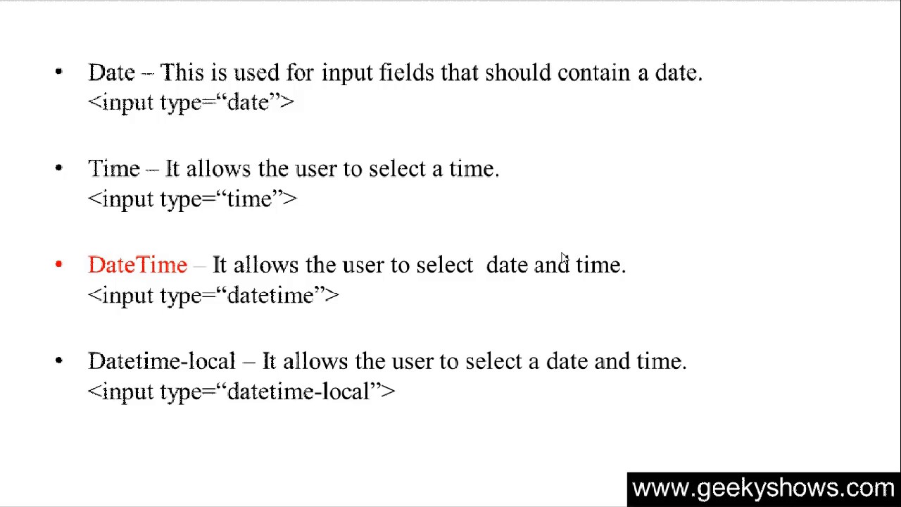 133. Datetime local in HTML (Hindi)