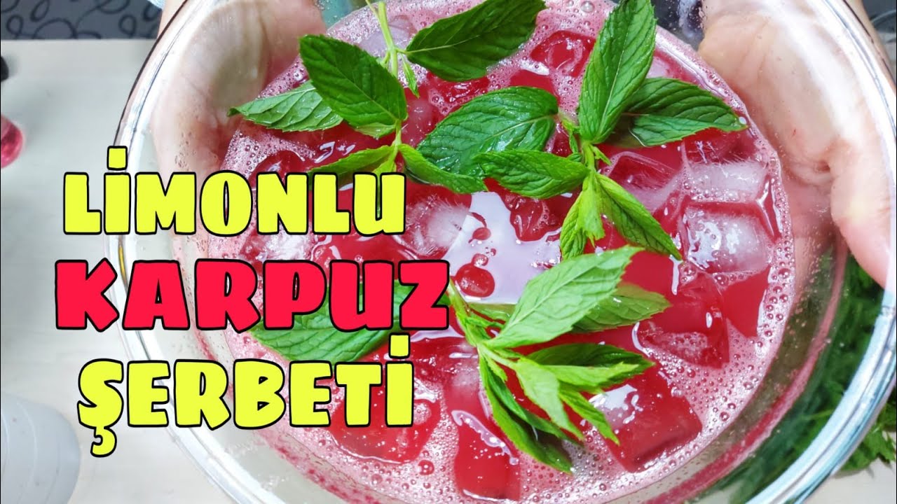 LİMONLU KARPUZ ŞERBETİ(Pratik Limonata Nane Aromalı Karpuzlu Şerbeti İçecek Tarifi Nasıl Yapılır)