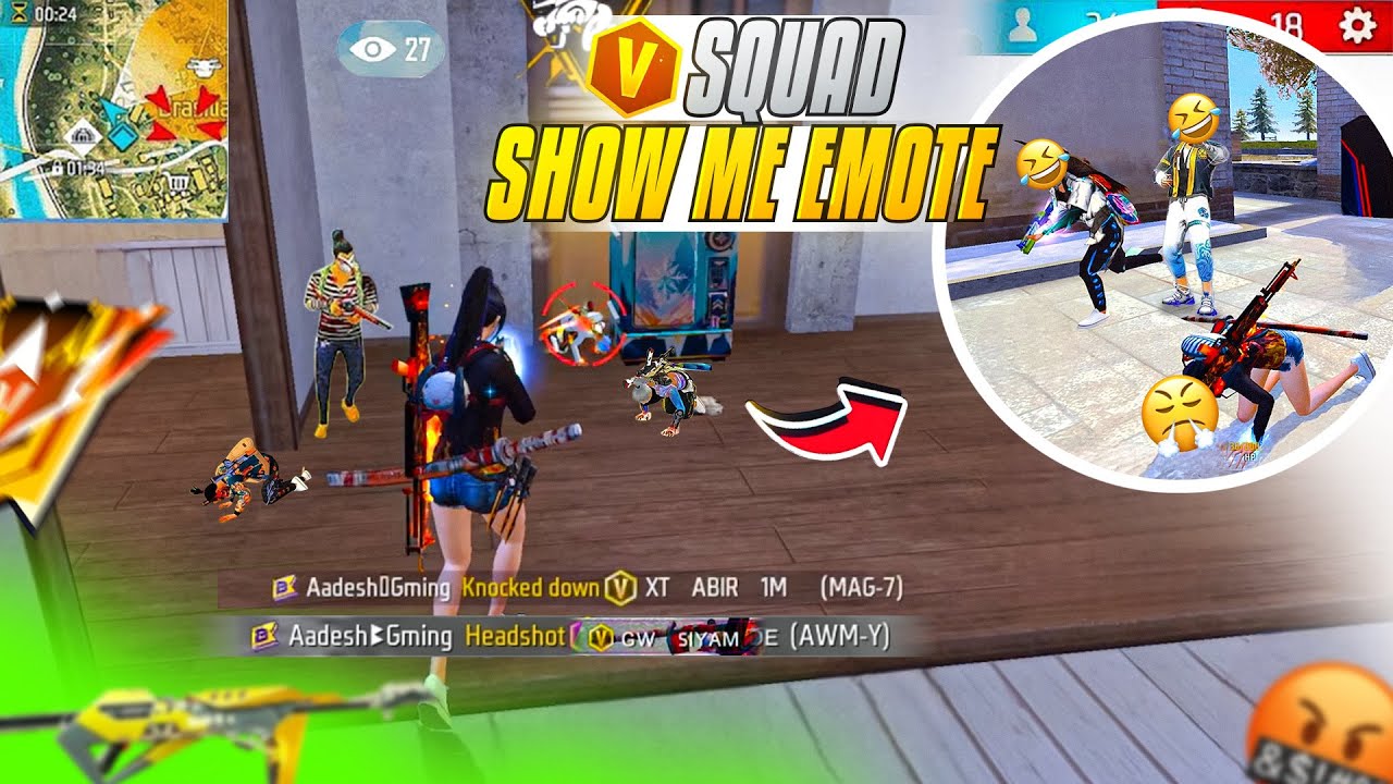 V Badge Squad Show Me Emote || op Revenge Must Watch _ Garena Free Fire