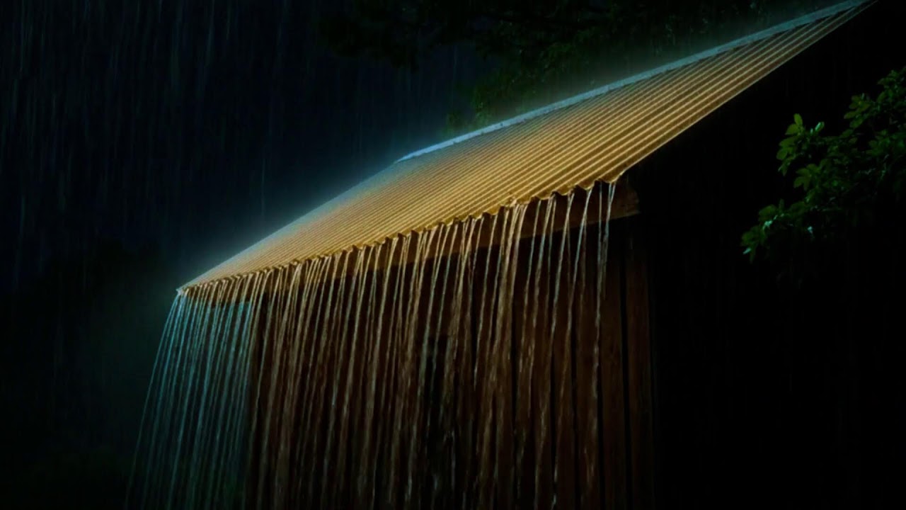 Black Night Thunderstorm 🌩️ Loud Rain on Tin Roof for Deep Sleep, Study, Relax & ASMR