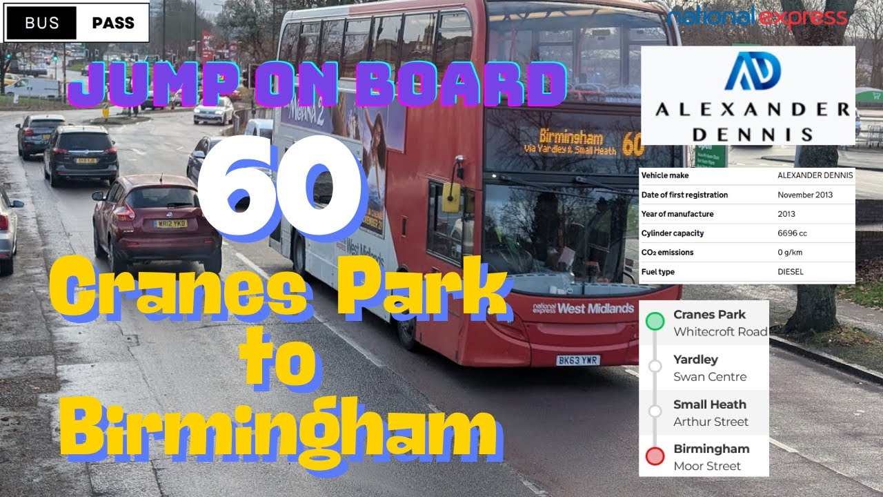 🚍🚏Birmingham Bus Route 60 | Cranes Park to City Centre | UK Bus Ride & Road Trip Views🌆✨