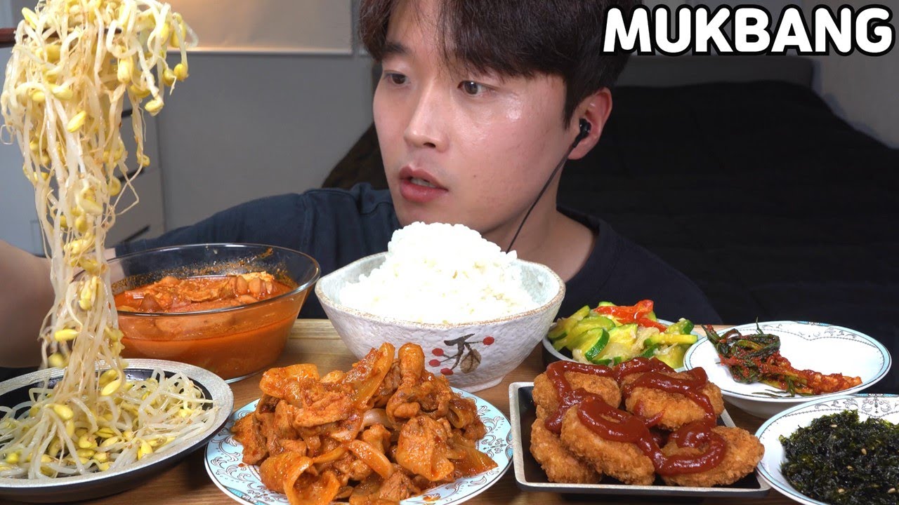 [와차밥] 버들댁 백반🍚 (부대찌개,김치제육,돈까스,콩나물무침,애호박볶음,파김치) 먹방 MUKBANG ASMR REAL SOUND EATING SHOW COOKING RECIPE