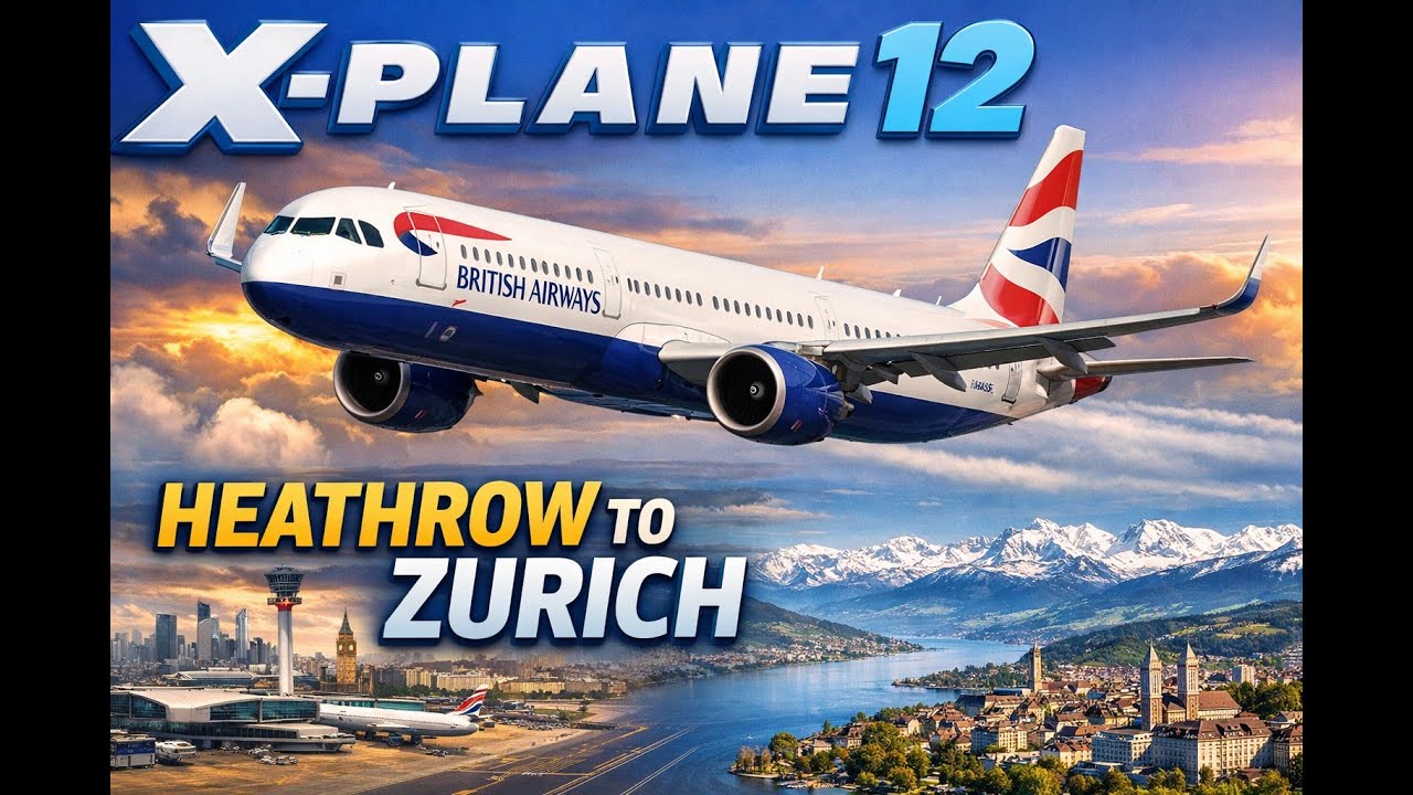 Xplane-12 | Toliss A321N | Heathrow (EGLL) to Zurich (LSZH) | A Pilot’s Life Career