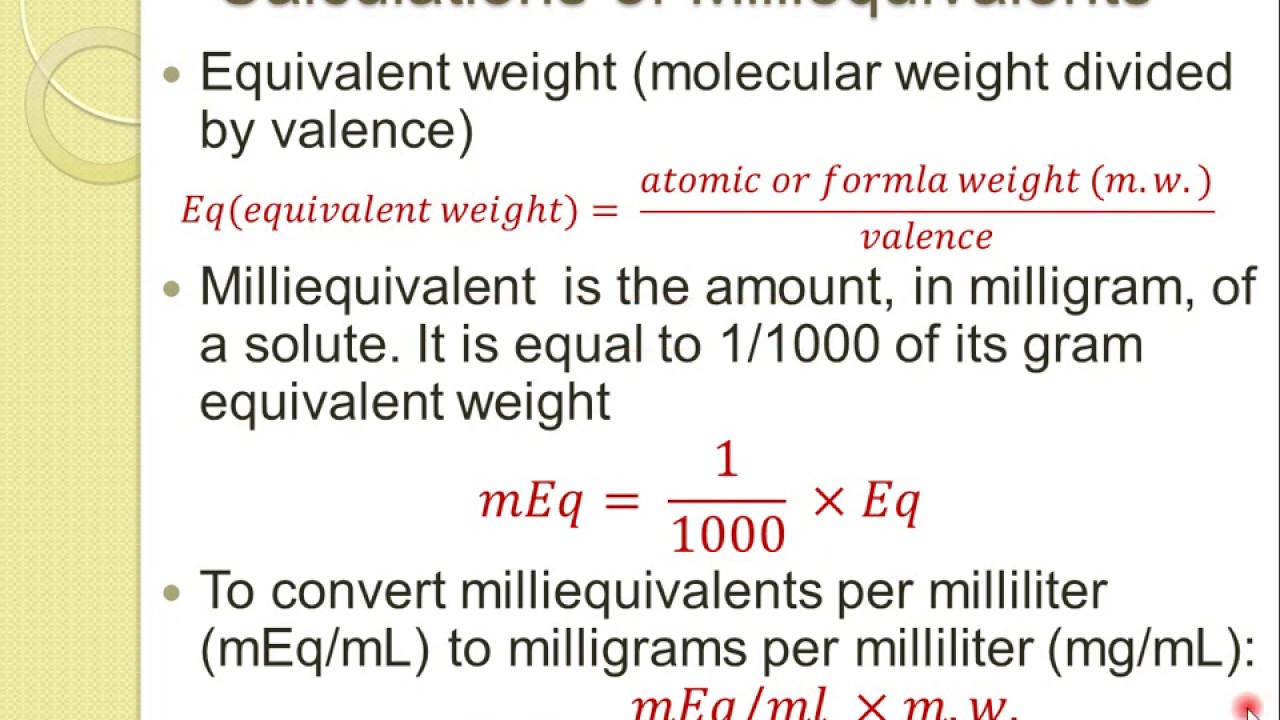 milliequivalent lec 7