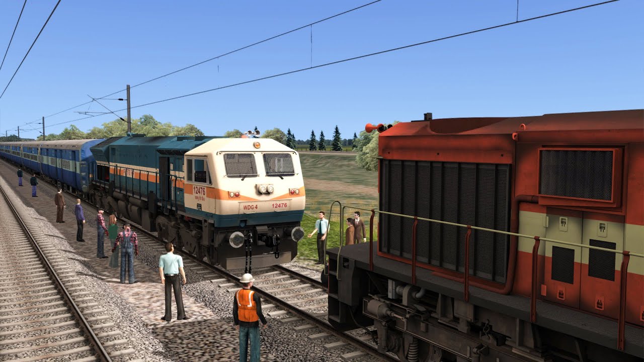 Train Loco Failed WDG4 Rescue By WDM3D Locomotive Indian Railways Train Simulator