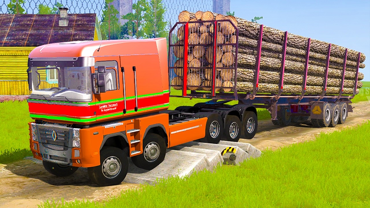 Spintires: Mudrunner | Bigger Truck Bigger Log Trailer Mud Wrestling Match