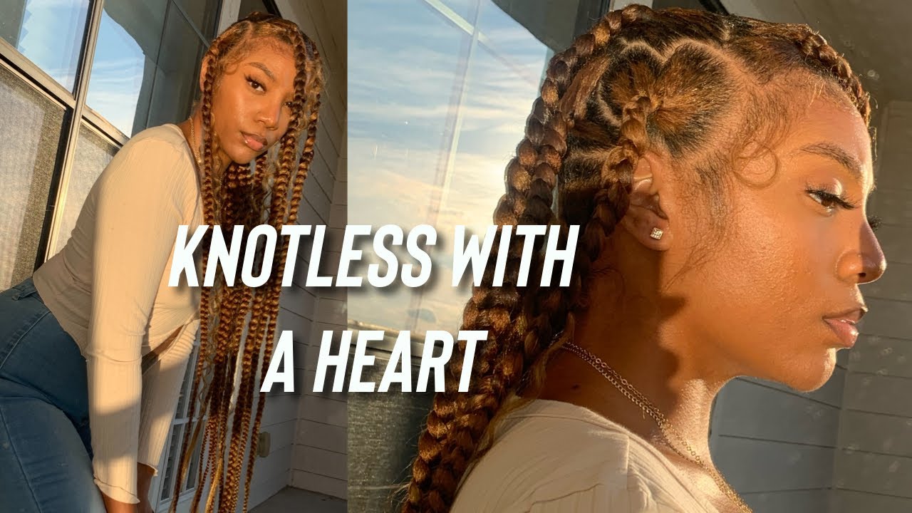 Jumbo knotless with a braided heart . inspo :  PEARLTHESTYLIST