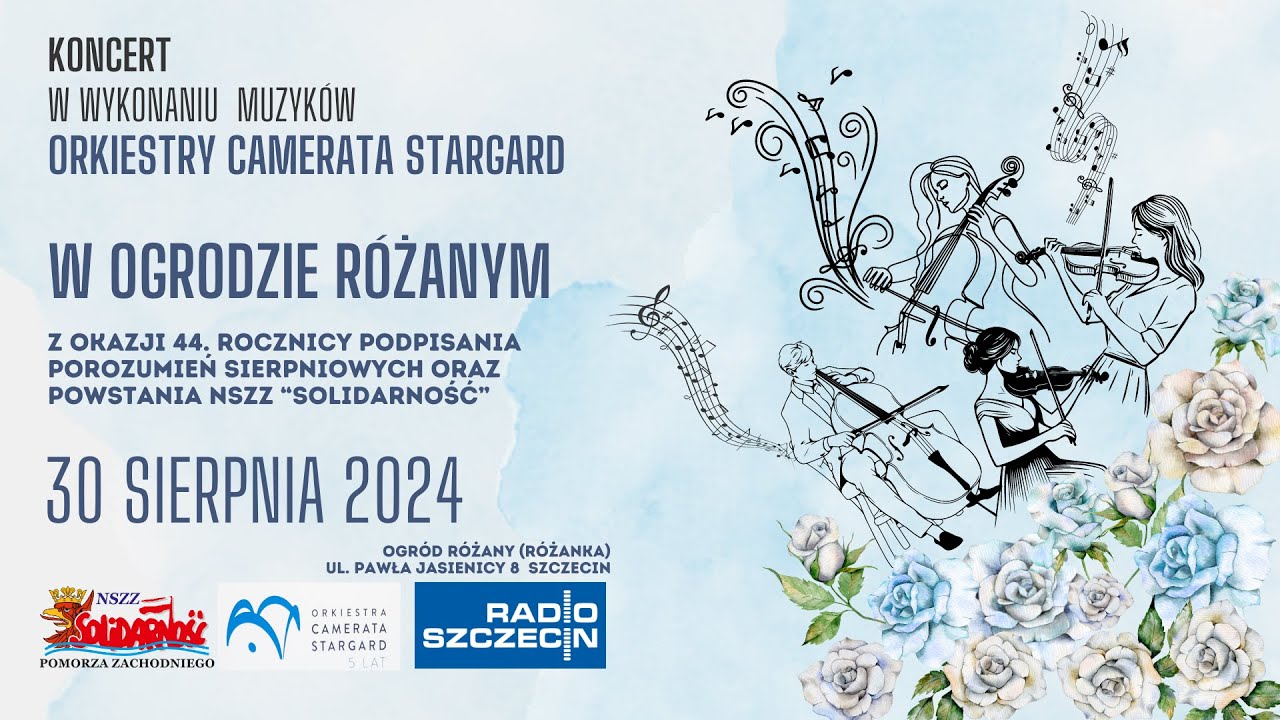 Koncert orkiestry Camerata Stargard - 44 rocznica porozumień sierpniowych, obchody w Szczecinie.