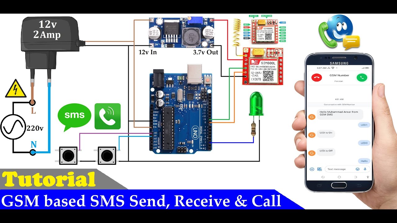 How to use GSM For SMS Send Receive  and Call with Arduino and GSM Module | GSM based Project