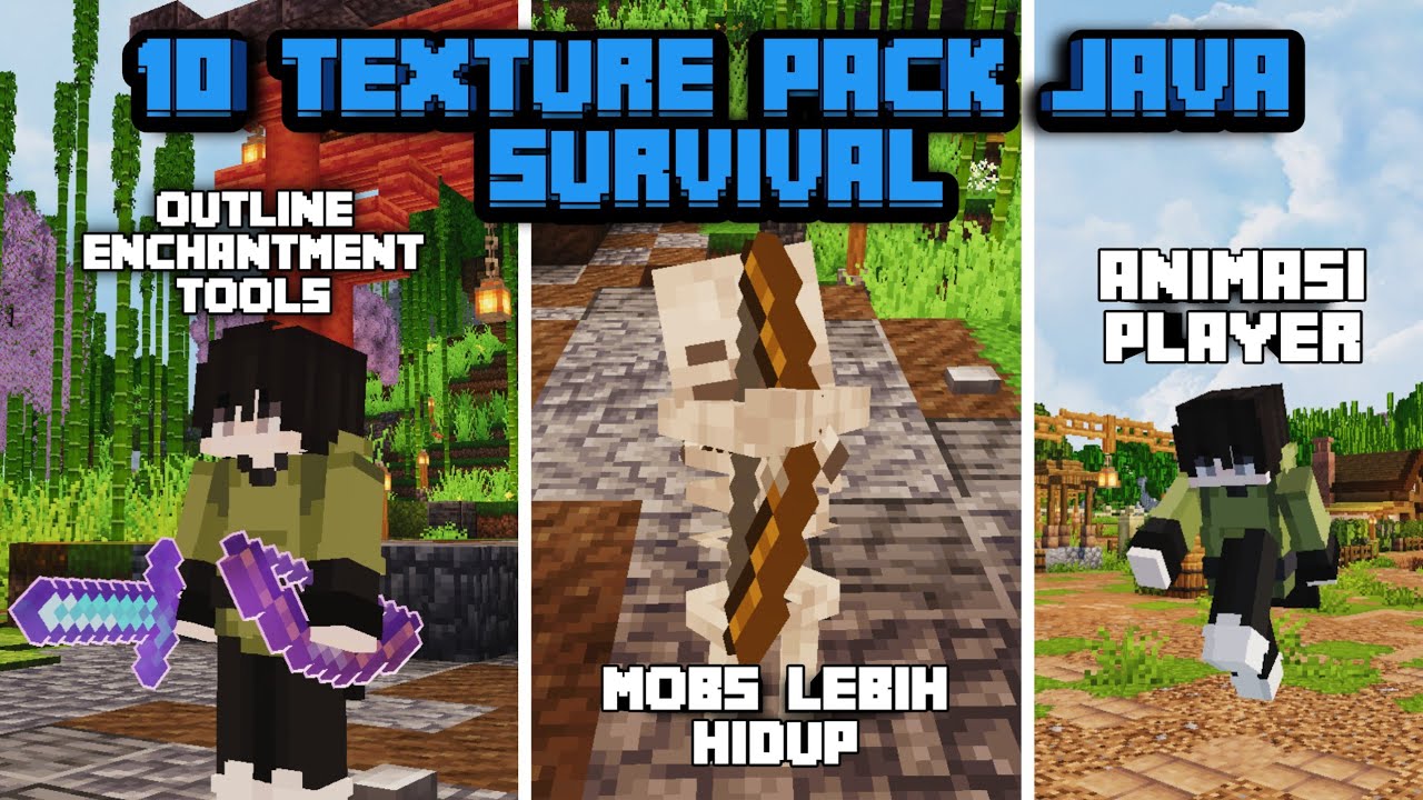 10 TEXTURE PACK MINECRAFT JAVA TERBAIK UNTUK SURVIVAL DI 2025! 🔥
