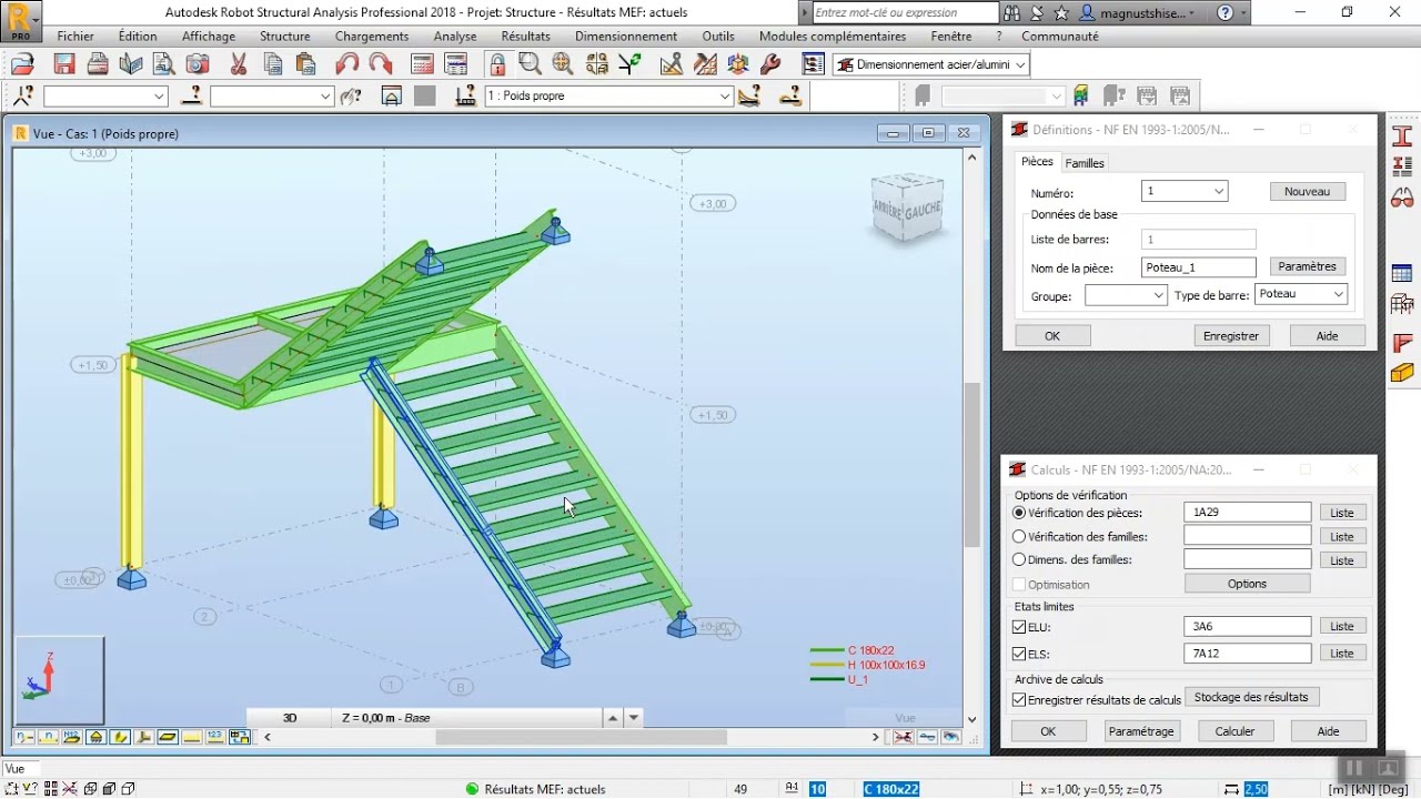 TUT0-ROBOT STRUCTURAL ANALYSIS: MODELISATION D'UN ESCALIER METALLIQUE