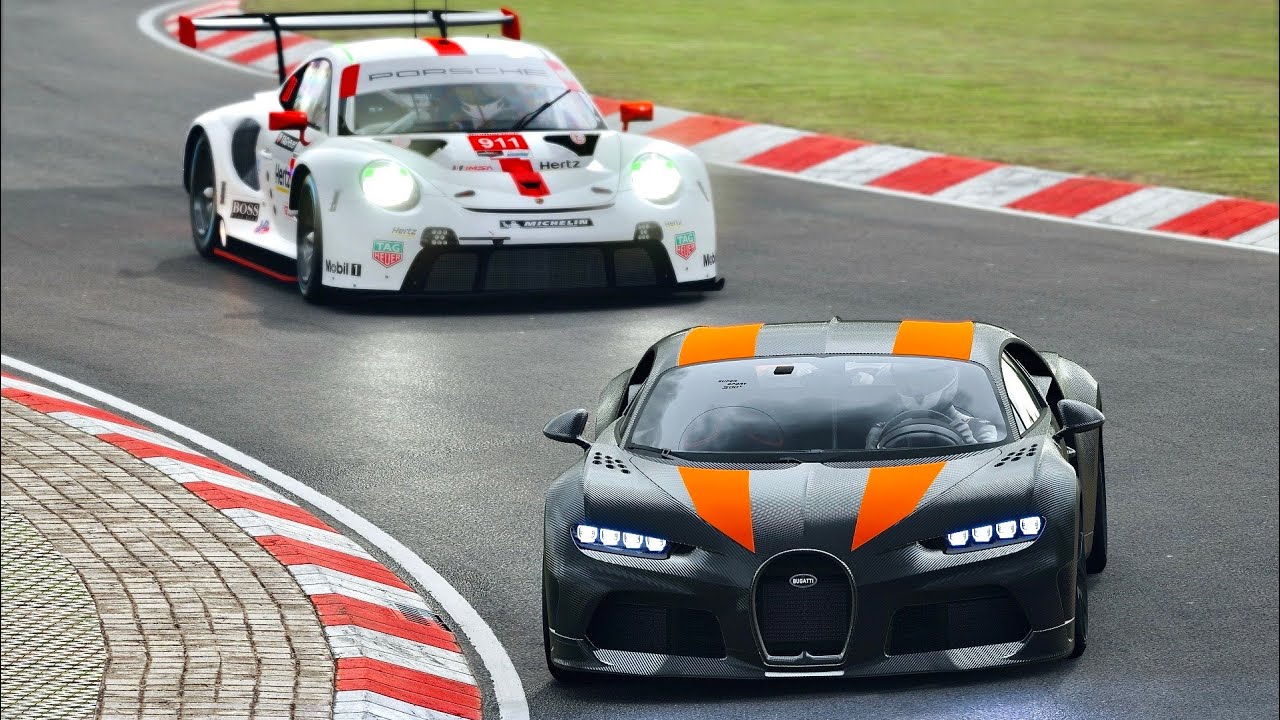 Porsche 911 RSR 2020 vs Bugatti Chiron SS 300+ at Nordschleife