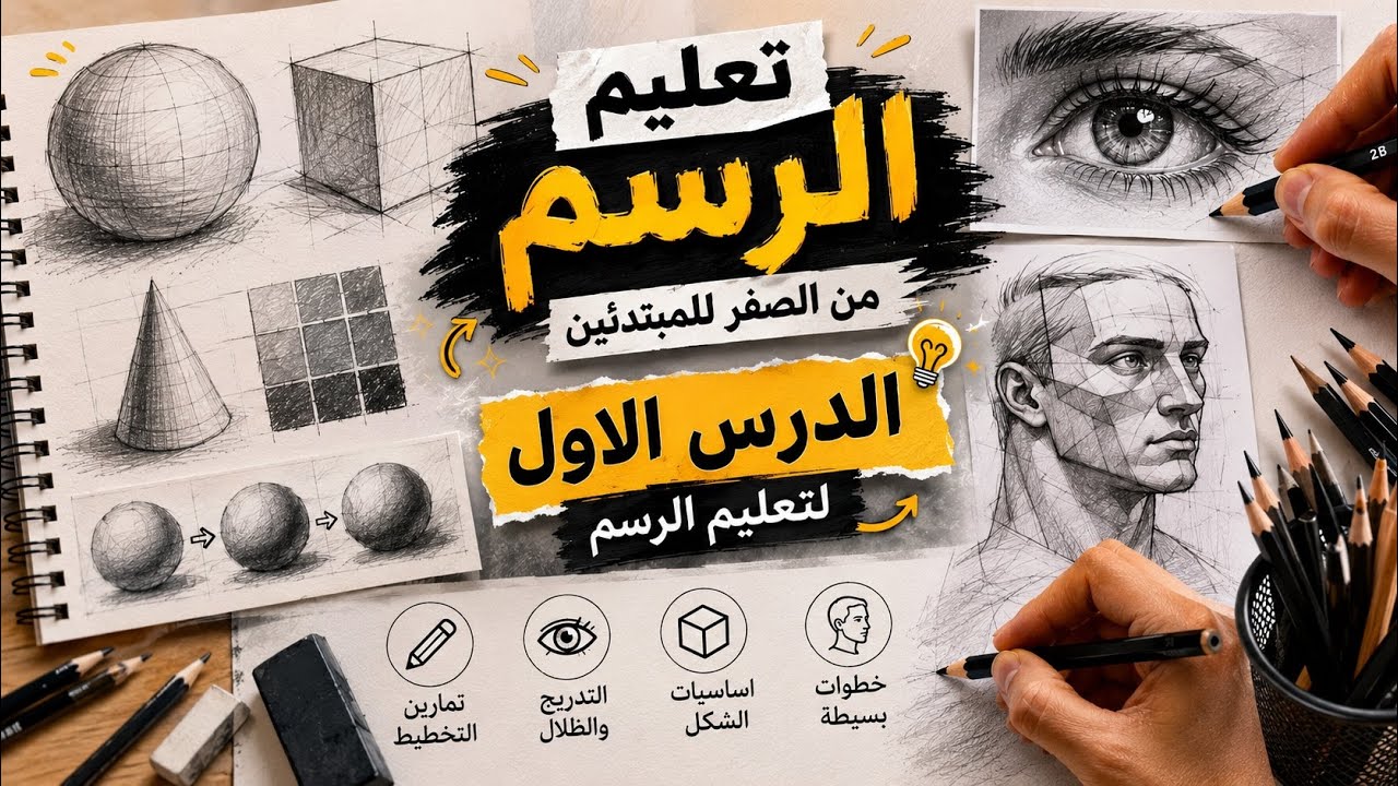 كورس تعليم الرسم للمبتدئين- الدرس الاول 