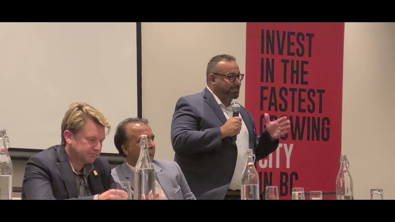 Bilal Cheema at Surrey counsel candidate debate.