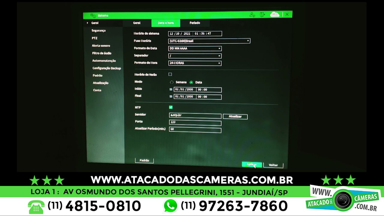 Como fazer a atualização de DATA e HORA no DVR - ATACADO DAS CÂMERAS