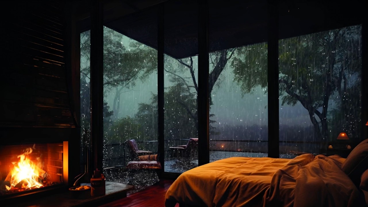 Rain & Fireplace Sounds for Deep Sleep 🌙🔥 | Relaxing Night Ambience