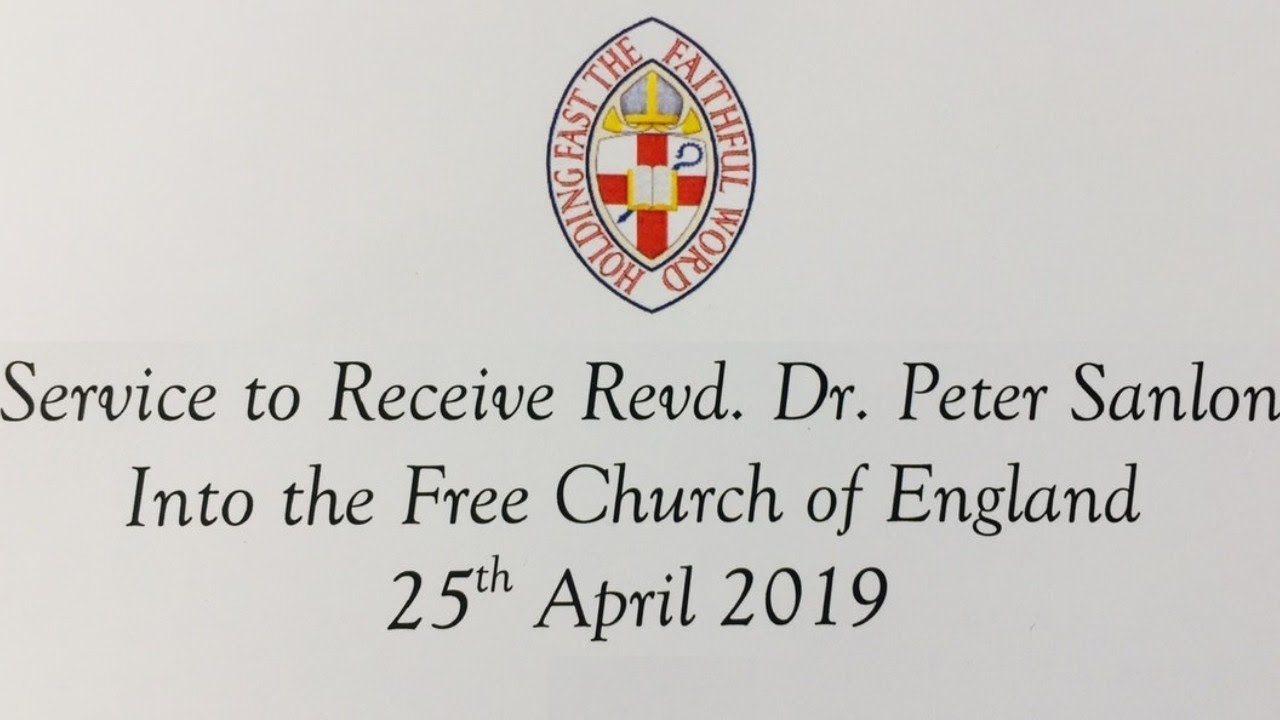 Service to receive Revd. Dr. Peter Sanlon into the Free Church of England