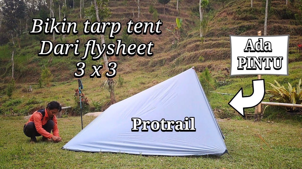 CARA Membuat tarptent flysheet 3×3 19 loop mudah ada pintu
