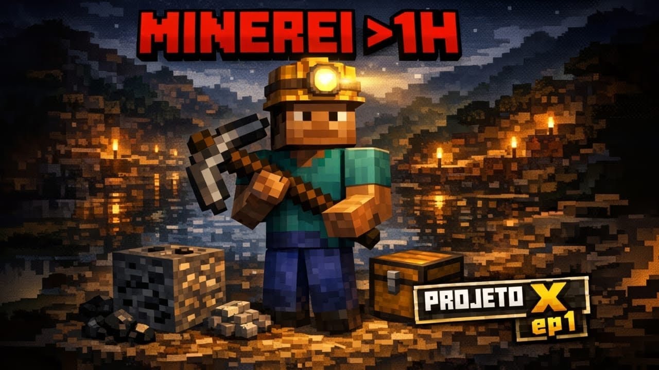 “Minerei por mais de 1H no Minecraft”  PROJETO X  ep1