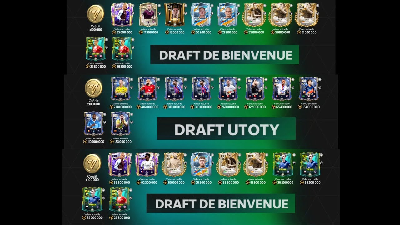 jeux en ligne : 30 Tickets ( 20 DRAFT DE BIENVENUE  & 10 DRAFT UTOTY ) EA Sports FC Mobile