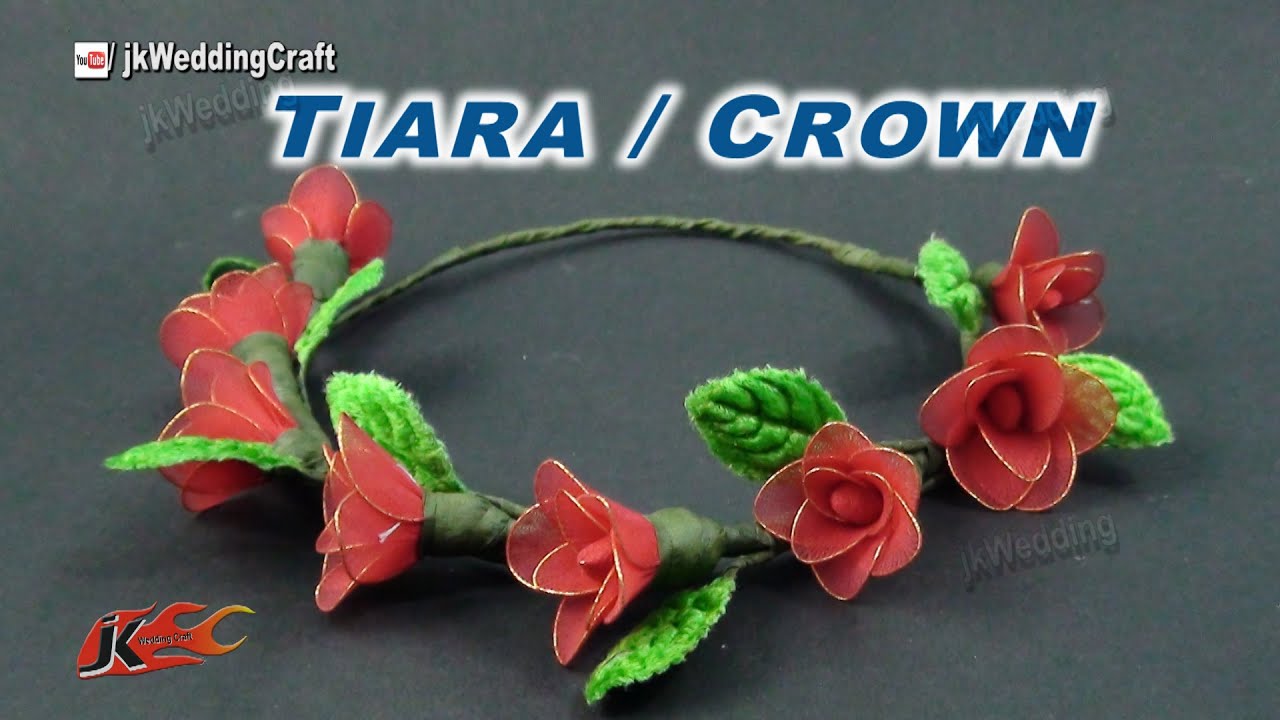 DIY How to make a Stocking flower Crown / Tiara | JK Wedding Craft 098