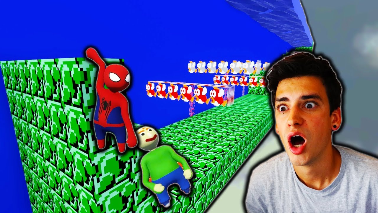 SPIDER-MAN AND BALDI IN AN UNDERWATER MARIO LEVEL?! | Feat. KINDLY KEYIN (Human Fall Flat)